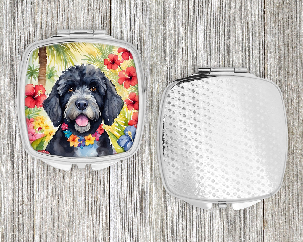 Portuguese Water Dog Luau Compact Mirror Decorative Travel Makeup Mirror for Women Girls Gifts Pocket Makeup Mirror Folding Handheld