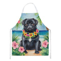 Black Pug Luau Apron Cooking Kitchen Server Baking Crafts Gardening for Adult Women Men, Unisex, Large, Multicolor