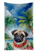 Pug Luau Kitchen Towel Velour Plush Front and Cotton Loop Back Machine Washable