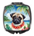 Pug Luau Compact Mirror Decorative Travel Makeup Mirror for Women Girls Gifts Pocket Makeup Mirror Folding Handheld
