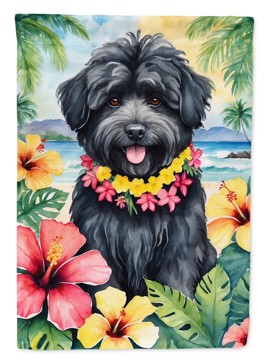 Puli Luau House Flag 28x40 Porch Sleeve Pole Decorative Outside Yard Banner Artwork Wall Hanging, Polyester