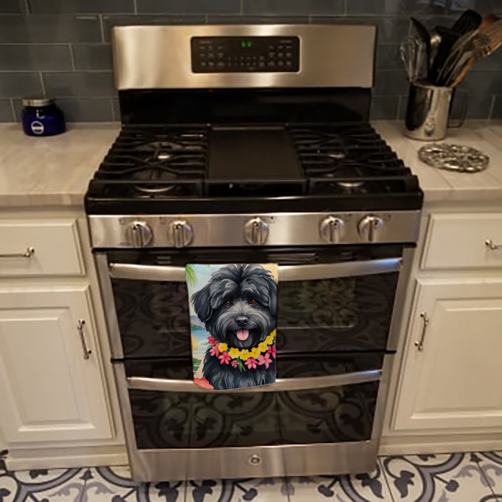Puli Luau Kitchen Towel Velour Plush Front and Cotton Loop Back Machine Washable