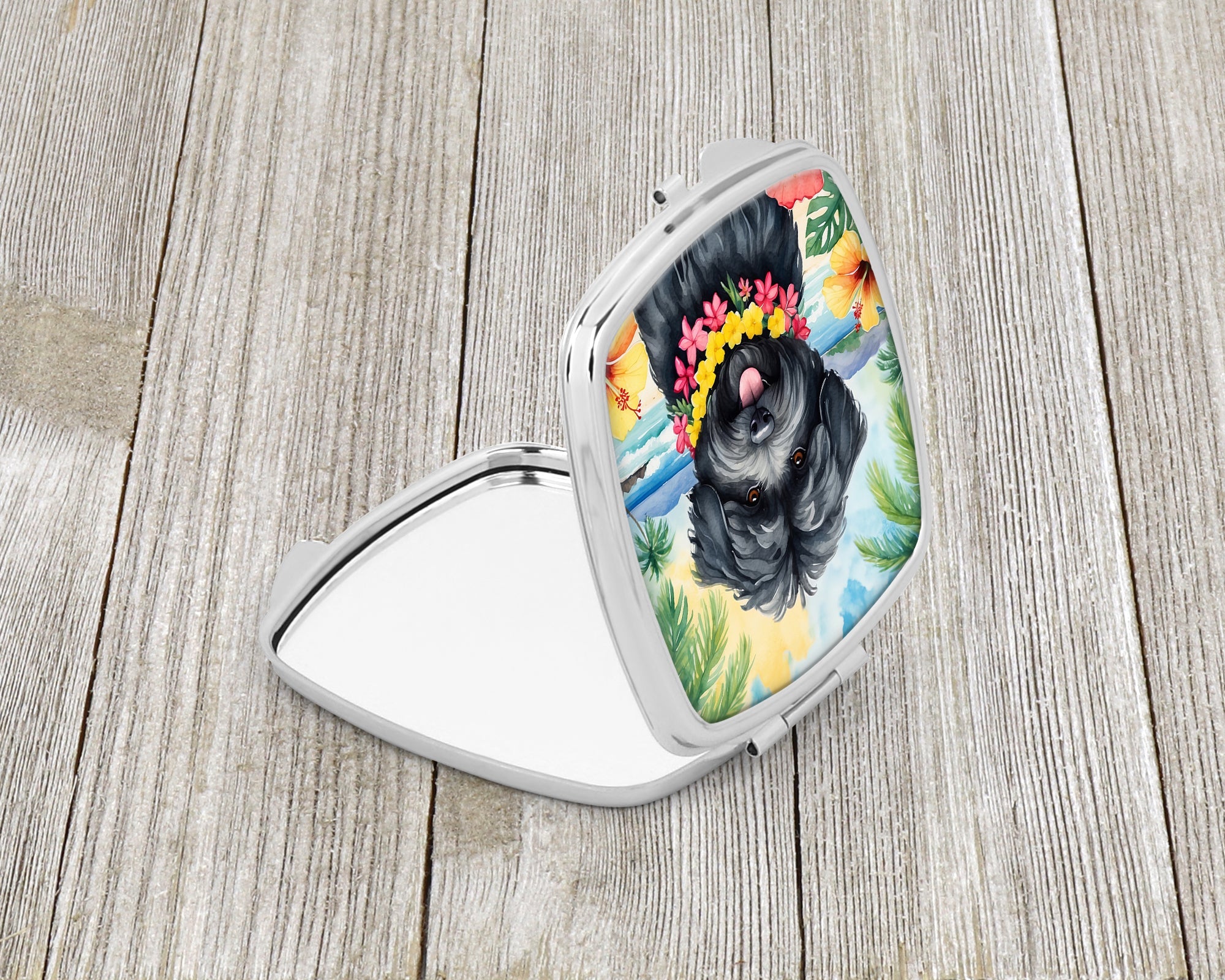 Puli Luau Compact Mirror Decorative Travel Makeup Mirror for Women Girls Gifts Pocket Makeup Mirror Folding Handheld