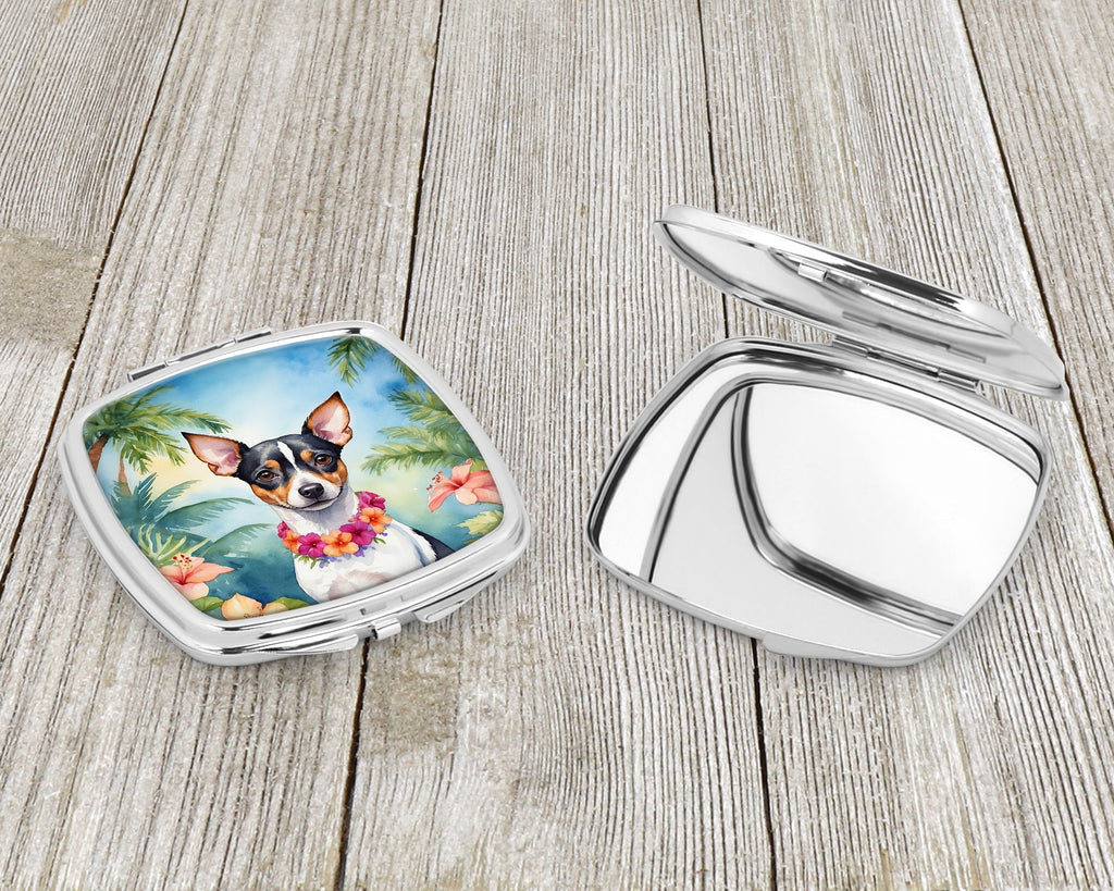Rat Terrier Luau Compact Mirror Decorative Travel Makeup Mirror for Women Girls Gifts Pocket Makeup Mirror Folding Handheld