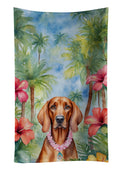 Redbone Coonhound Luau Kitchen Towel Velour Plush Front and Cotton Loop Back Machine Washable