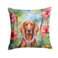Redbone Coonhound Luau Decorative Throw Pillow 14x14 Indoor Outdoor Accent Cushion, Fabric Cover with Insert for Sofa, Bed, Porch & Living Room