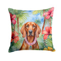 Redbone Coonhound Luau Decorative Throw Pillow 18x18 Indoor Outdoor Accent Cushion, Fabric Cover with Insert for Sofa, Bed, Porch & Living Room
