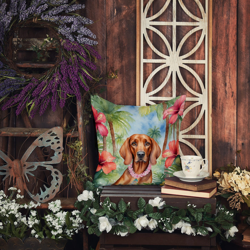 Redbone Coonhound Luau Decorative Throw Pillow 18x18 Indoor Outdoor Accent Cushion, Fabric Cover with Insert for Sofa, Bed, Porch & Living Room