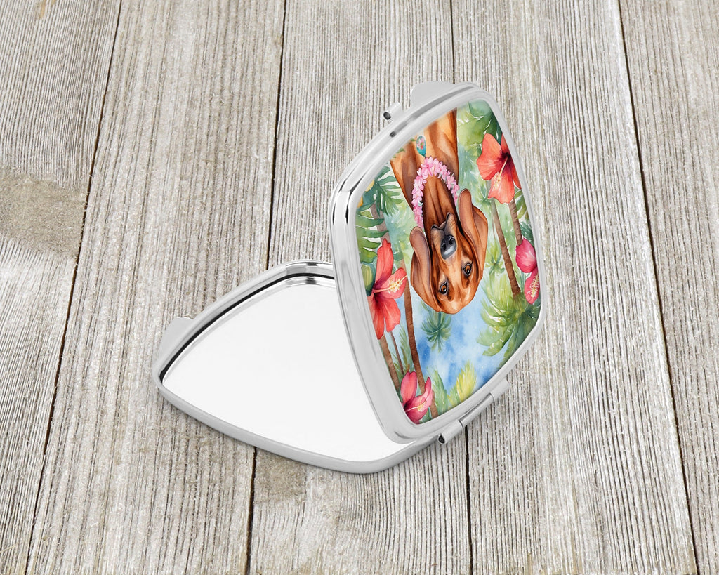 Redbone Coonhound Luau Compact Mirror Decorative Travel Makeup Mirror for Women Girls Gifts Pocket Makeup Mirror Folding Handheld