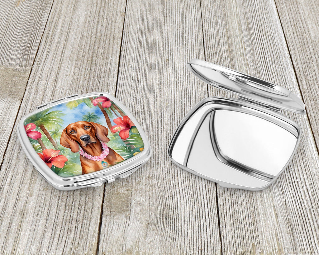Redbone Coonhound Luau Compact Mirror Decorative Travel Makeup Mirror for Women Girls Gifts Pocket Makeup Mirror Folding Handheld