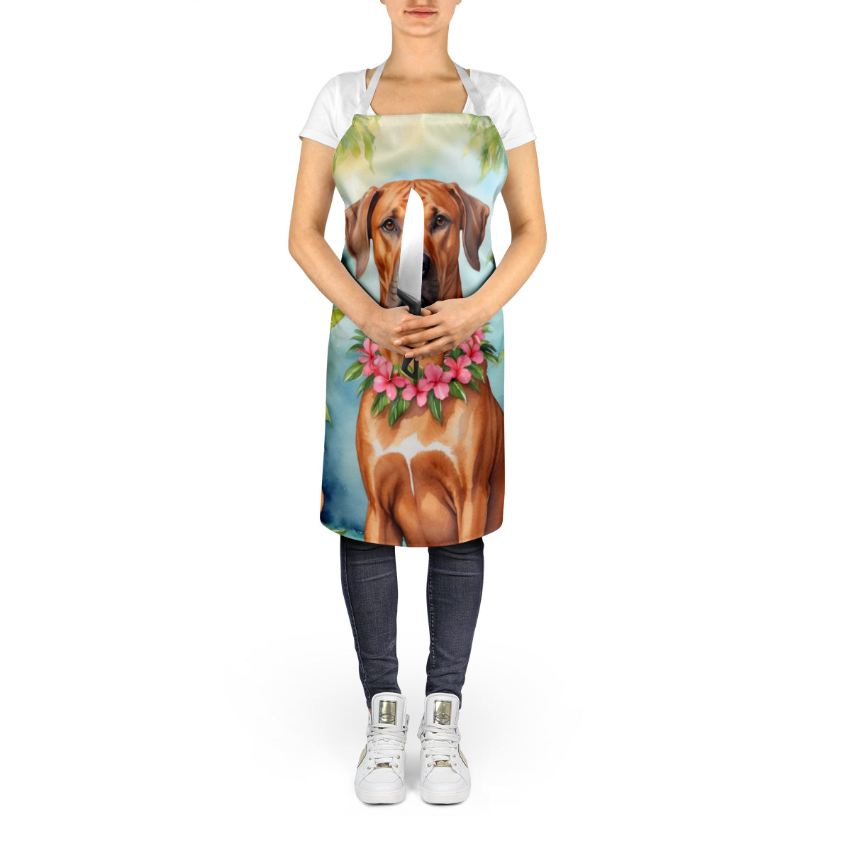 Rhodesian Ridgeback Luau Apron Cooking Kitchen Server Baking Crafts Gardening for Adult Women Men, Unisex, Large, Multicolor