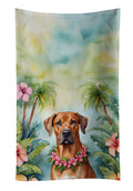 Rhodesian Ridgeback Luau Kitchen Towel Velour Plush Front and Cotton Loop Back Machine Washable