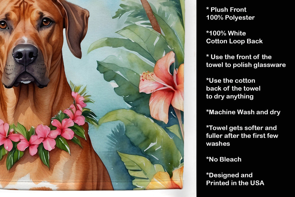 Rhodesian Ridgeback Luau Kitchen Towel Velour Plush Front and Cotton Loop Back Machine Washable