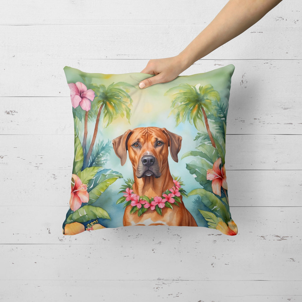 Rhodesian Ridgeback Luau Decorative Throw Pillow 18x18 Indoor Outdoor Accent Cushion, Fabric Cover with Insert for Sofa, Bed, Porch & Living Room