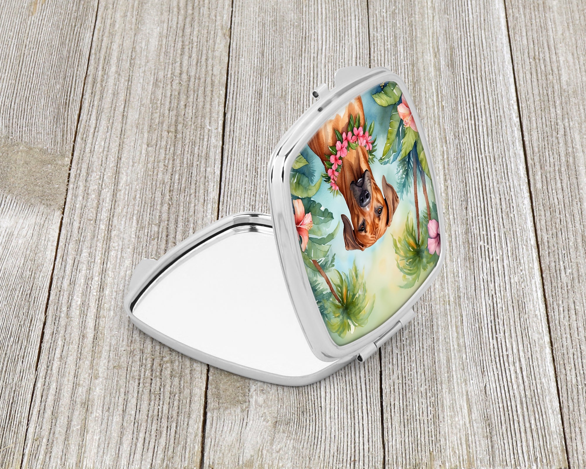 Rhodesian Ridgeback Luau Compact Mirror Decorative Travel Makeup Mirror for Women Girls Gifts Pocket Makeup Mirror Folding Handheld