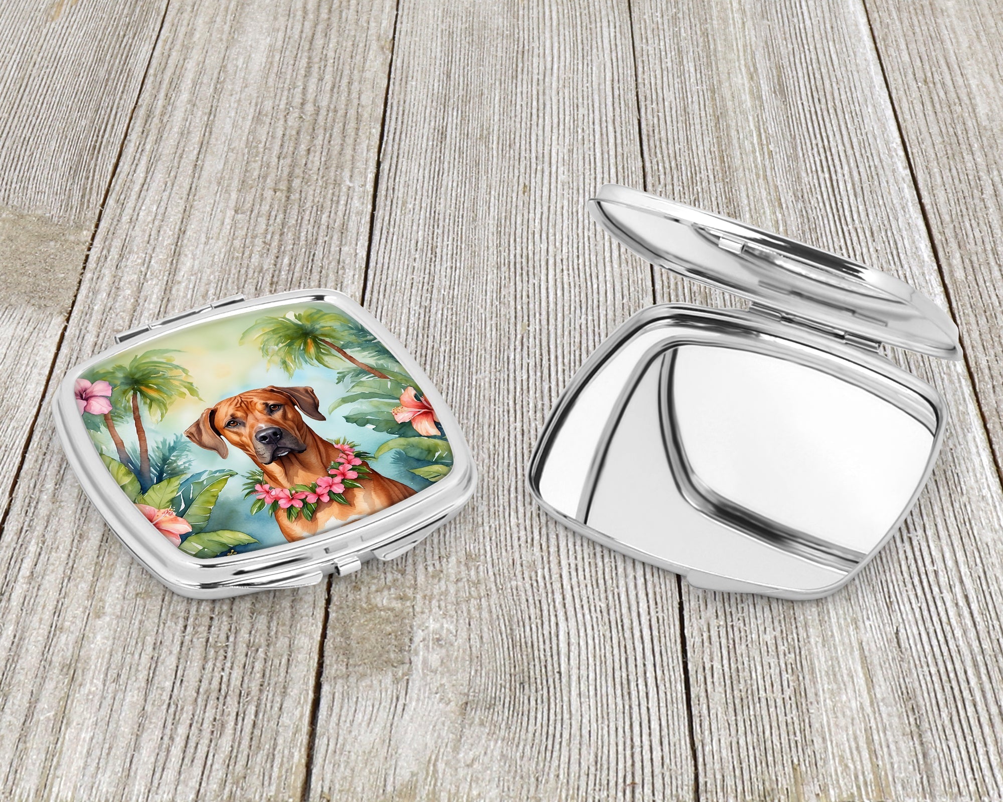 Rhodesian Ridgeback Luau Compact Mirror Decorative Travel Makeup Mirror for Women Girls Gifts Pocket Makeup Mirror Folding Handheld