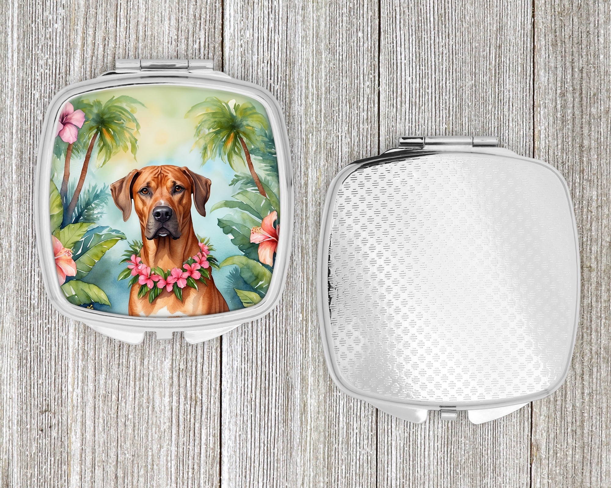 Rhodesian Ridgeback Luau Compact Mirror Decorative Travel Makeup Mirror for Women Girls Gifts Pocket Makeup Mirror Folding Handheld