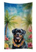 Rottweiler Luau Kitchen Towel Velour Plush Front and Cotton Loop Back Machine Washable