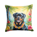Rottweiler Luau Decorative Throw Pillow 18x18 Indoor Outdoor Accent Cushion, Fabric Cover with Insert for Sofa, Bed, Porch & Living Room