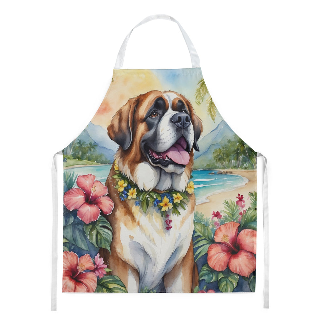 Saint Bernard Luau Apron Cooking Kitchen Server Baking Crafts Gardening for Adult Women Men, Unisex, Large, Multicolor