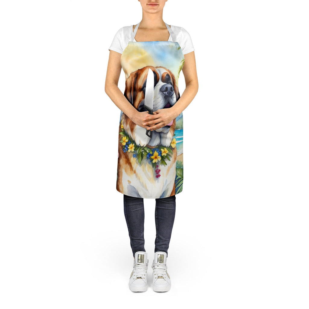 Saint Bernard Luau Apron Cooking Kitchen Server Baking Crafts Gardening for Adult Women Men, Unisex, Large, Multicolor