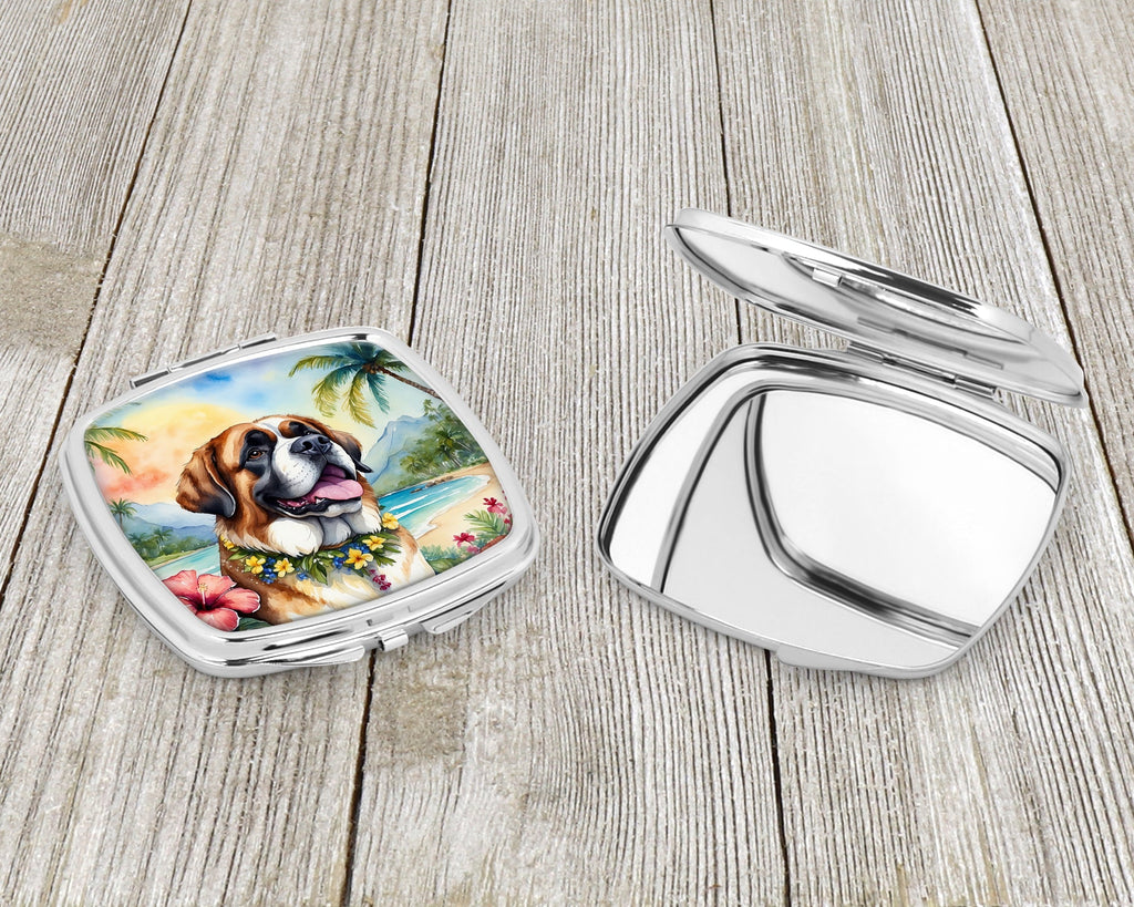 Saint Bernard Luau Compact Mirror Decorative Travel Makeup Mirror for Women Girls Gifts Pocket Makeup Mirror Folding Handheld