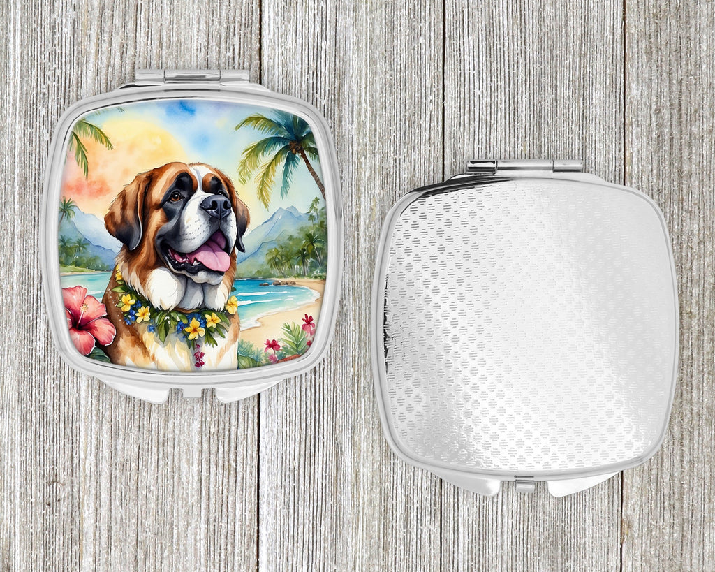 Saint Bernard Luau Compact Mirror Decorative Travel Makeup Mirror for Women Girls Gifts Pocket Makeup Mirror Folding Handheld