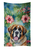 Saint Bernard Luau Kitchen Towel Velour Plush Front and Cotton Loop Back Machine Washable