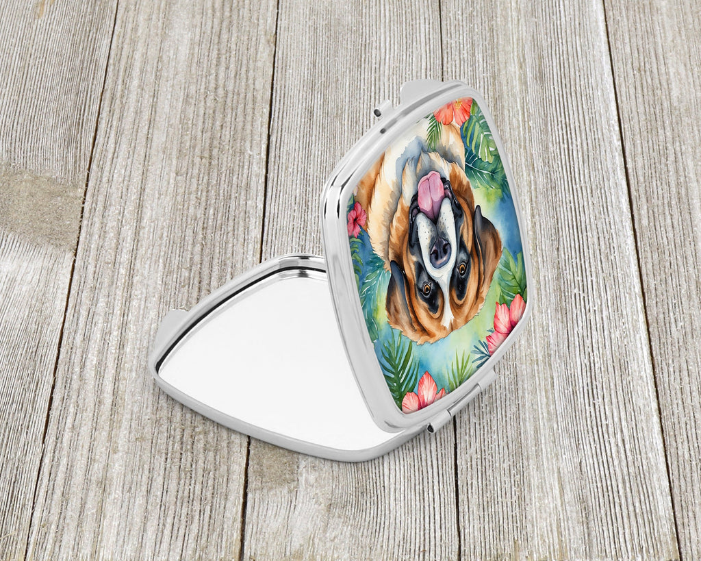 Saint Bernard Luau Compact Mirror Decorative Travel Makeup Mirror for Women Girls Gifts Pocket Makeup Mirror Folding Handheld