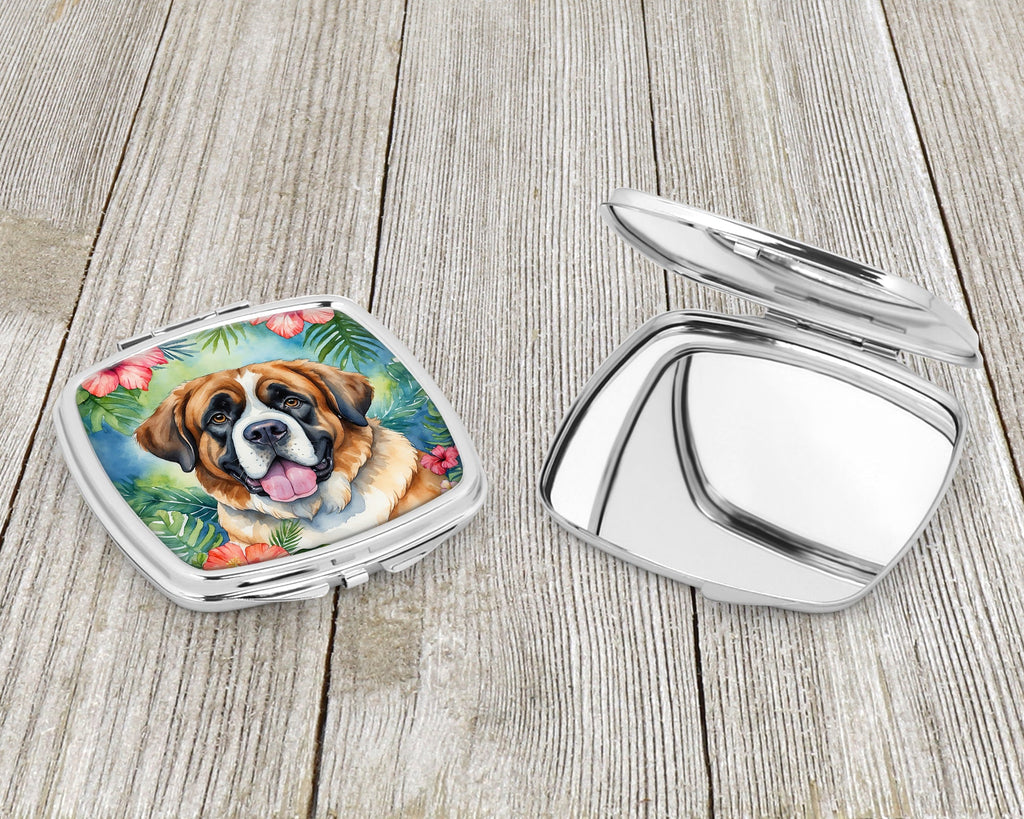 Saint Bernard Luau Compact Mirror Decorative Travel Makeup Mirror for Women Girls Gifts Pocket Makeup Mirror Folding Handheld