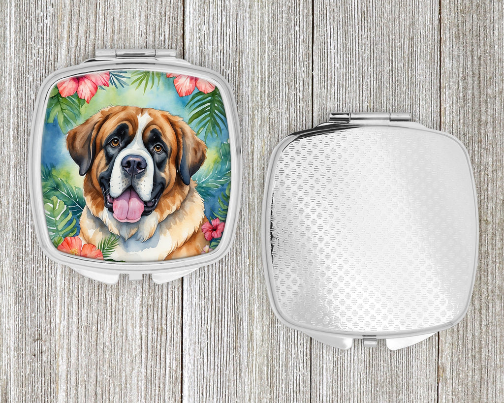 Saint Bernard Luau Compact Mirror Decorative Travel Makeup Mirror for Women Girls Gifts Pocket Makeup Mirror Folding Handheld