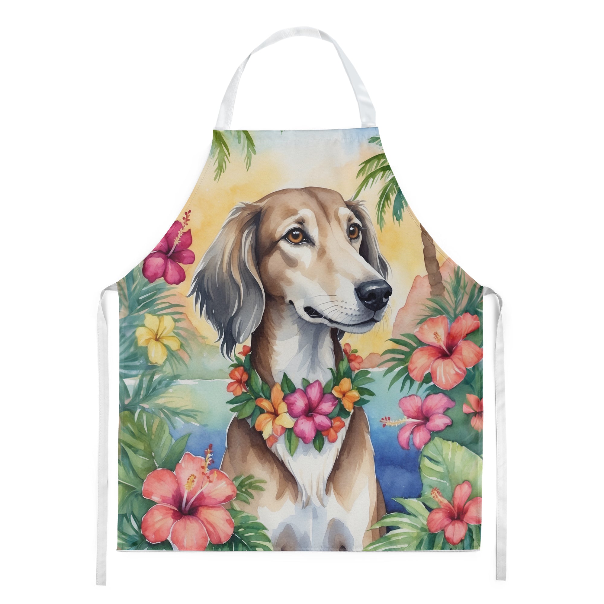 Saluki Luau Apron Cooking Kitchen Server Baking Crafts Gardening for Adult Women Men, Unisex, Large, Multicolor