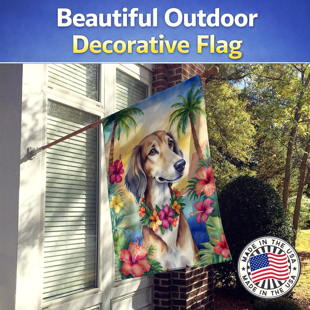 Saluki Luau House Flag 28x40 Porch Sleeve Pole Decorative Outside Yard Banner Artwork Wall Hanging, Polyester
