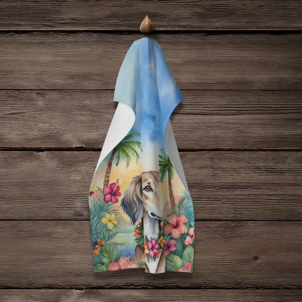 Saluki Luau Kitchen Towel Velour Plush Front and Cotton Loop Back Machine Washable