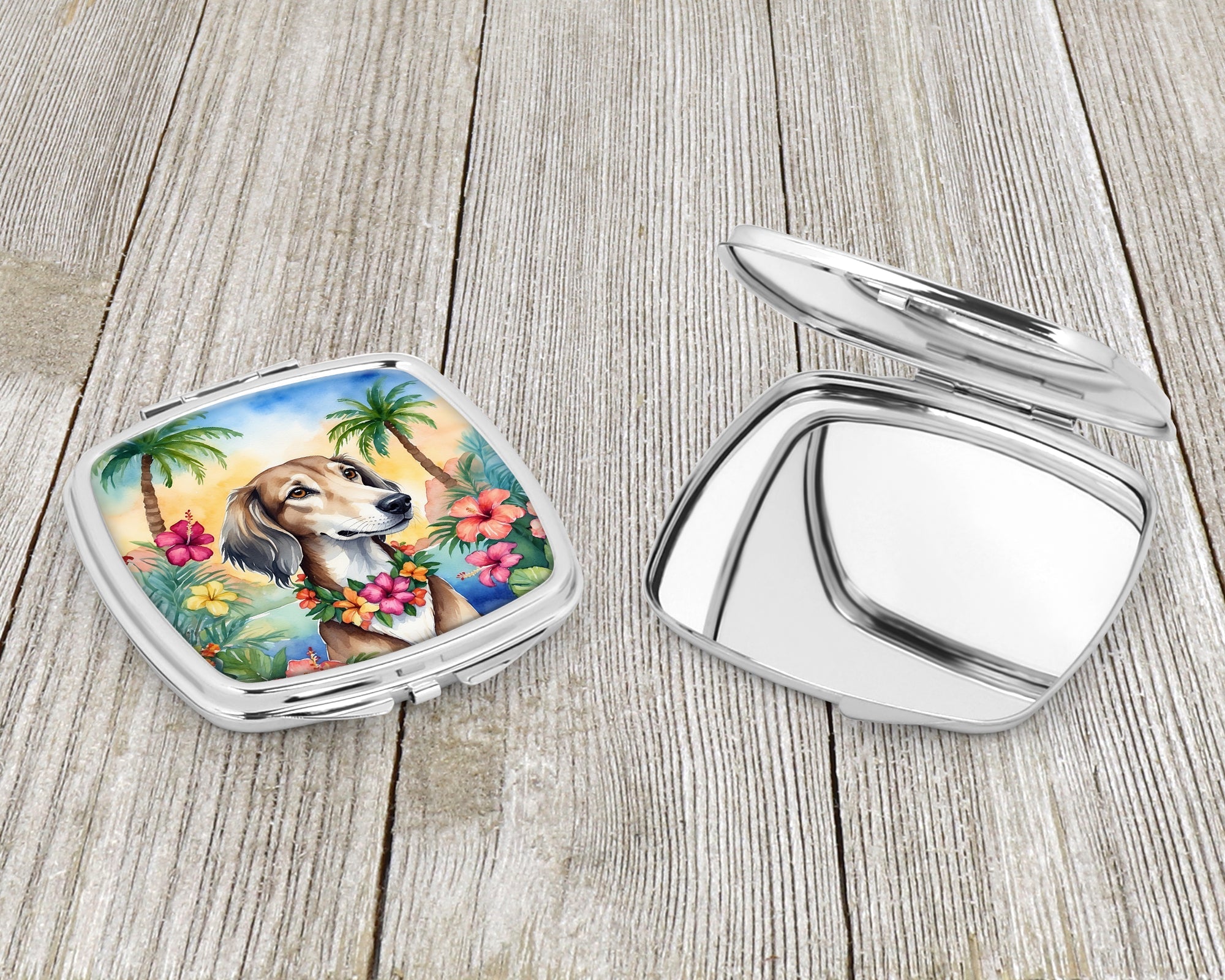 Saluki Luau Compact Mirror Decorative Travel Makeup Mirror for Women Girls Gifts Pocket Makeup Mirror Folding Handheld