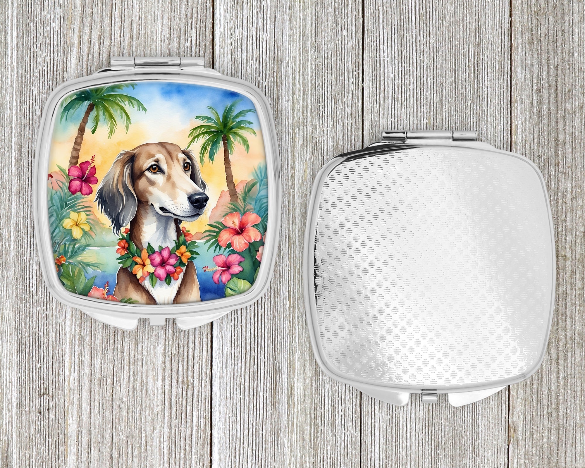 Saluki Luau Compact Mirror Decorative Travel Makeup Mirror for Women Girls Gifts Pocket Makeup Mirror Folding Handheld