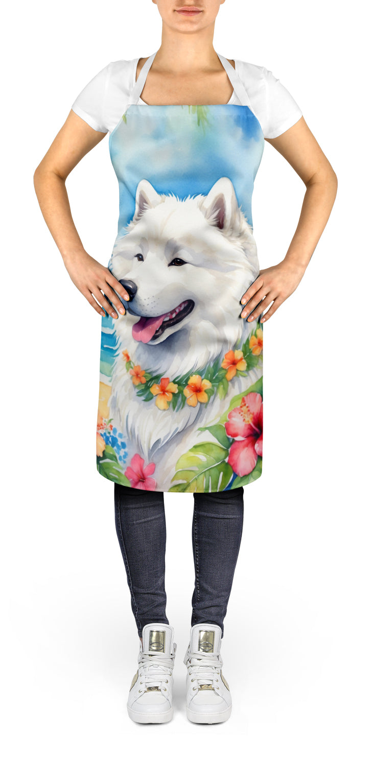 Samoyed Luau Apron Cooking Kitchen Server Baking Crafts Gardening for Adult Women Men, Unisex, Large, Multicolor