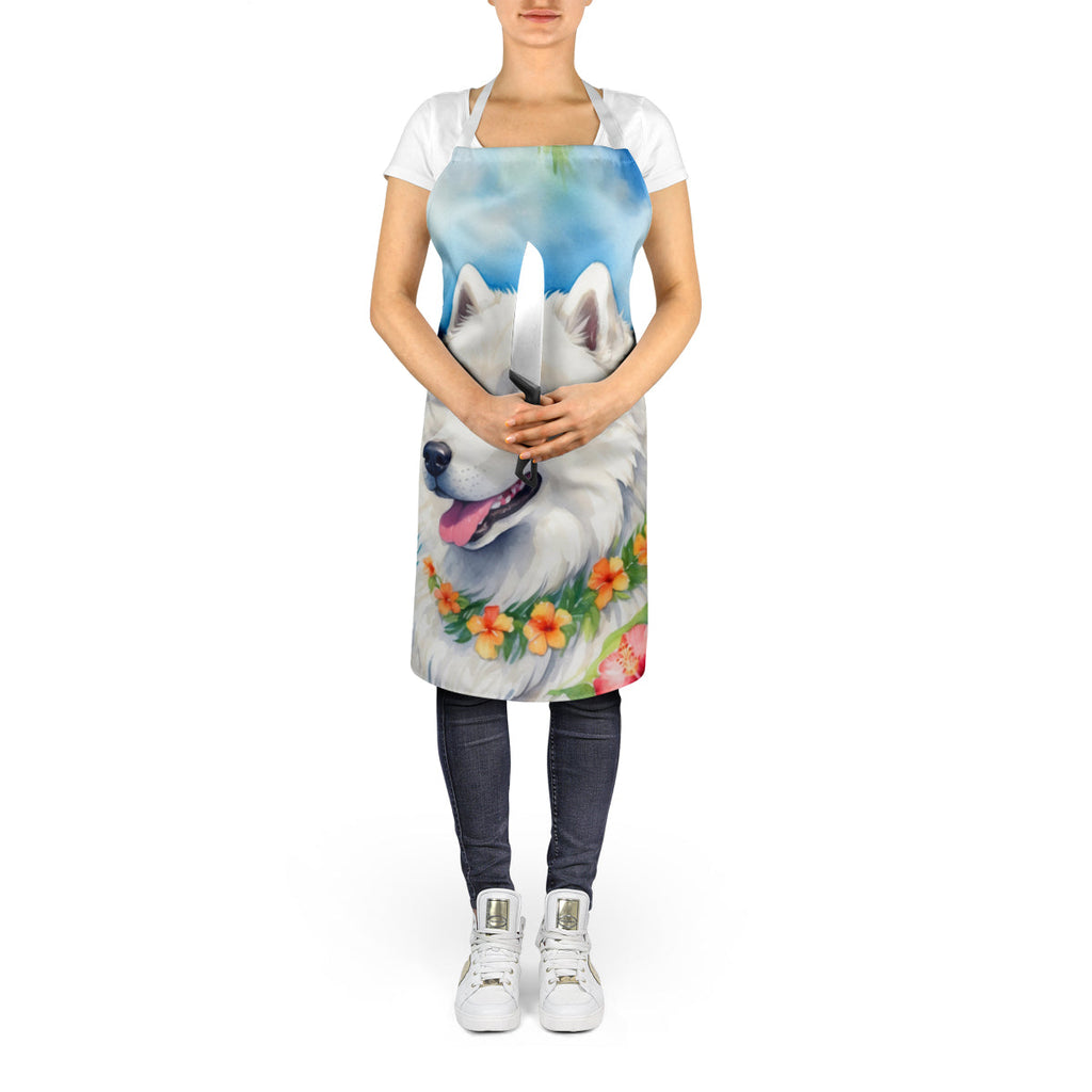 Samoyed Luau Apron Cooking Kitchen Server Baking Crafts Gardening for Adult Women Men, Unisex, Large, Multicolor