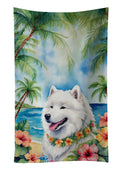 Samoyed Luau Kitchen Towel Velour Plush Front and Cotton Loop Back Machine Washable