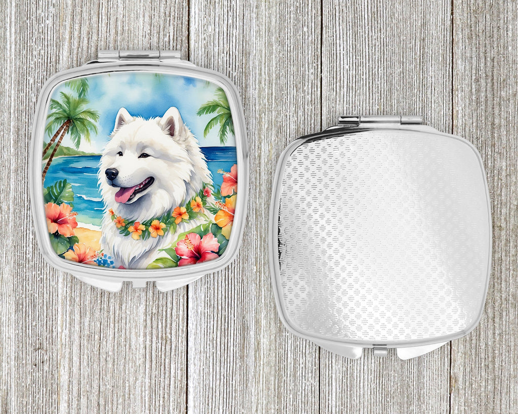 Samoyed Luau Compact Mirror Decorative Travel Makeup Mirror for Women Girls Gifts Pocket Makeup Mirror Folding Handheld