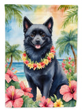 Schipperke Luau House Flag 28x40 Porch Sleeve Pole Decorative Outside Yard Banner Artwork Wall Hanging, Polyester