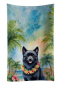 Schipperke Luau Kitchen Towel Velour Plush Front and Cotton Loop Back Machine Washable