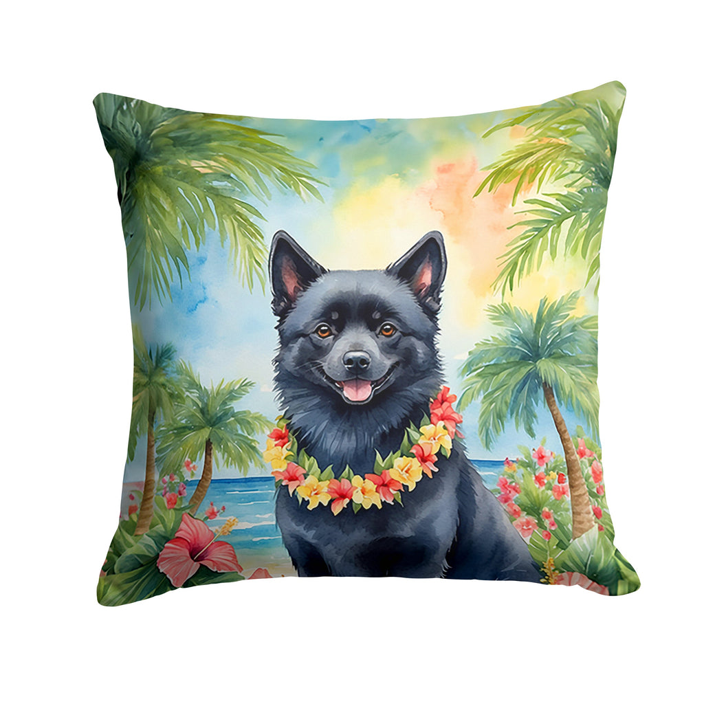 Schipperke Luau Decorative Throw Pillow 18x18 Indoor Outdoor Accent Cushion, Fabric Cover with Insert for Sofa, Bed, Porch & Living Room