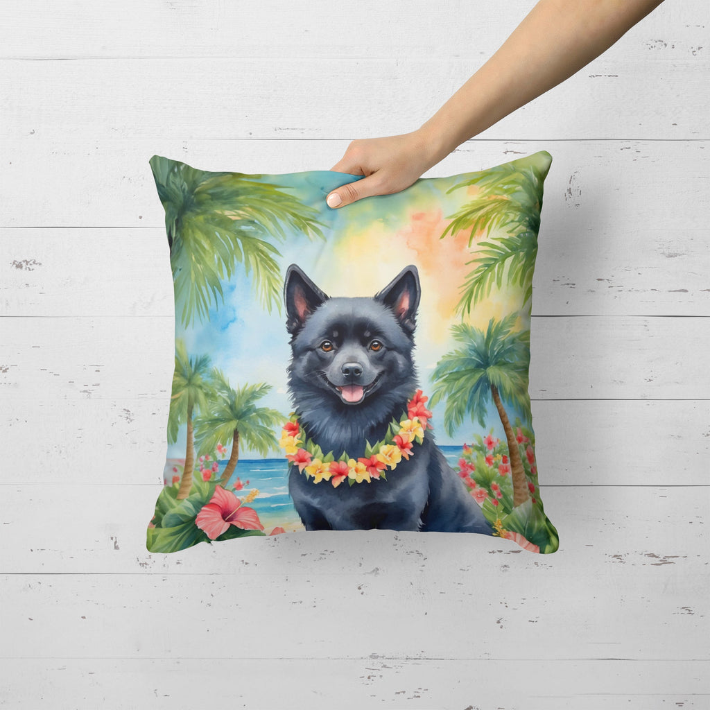 Schipperke Luau Decorative Throw Pillow 18x18 Indoor Outdoor Accent Cushion, Fabric Cover with Insert for Sofa, Bed, Porch & Living Room