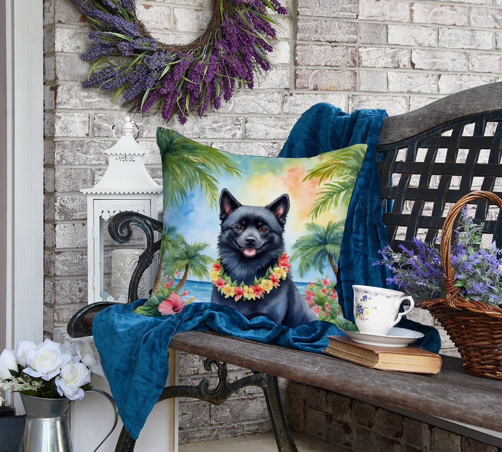 Schipperke Luau Decorative Throw Pillow 18x18 Indoor Outdoor Accent Cushion, Fabric Cover with Insert for Sofa, Bed, Porch & Living Room