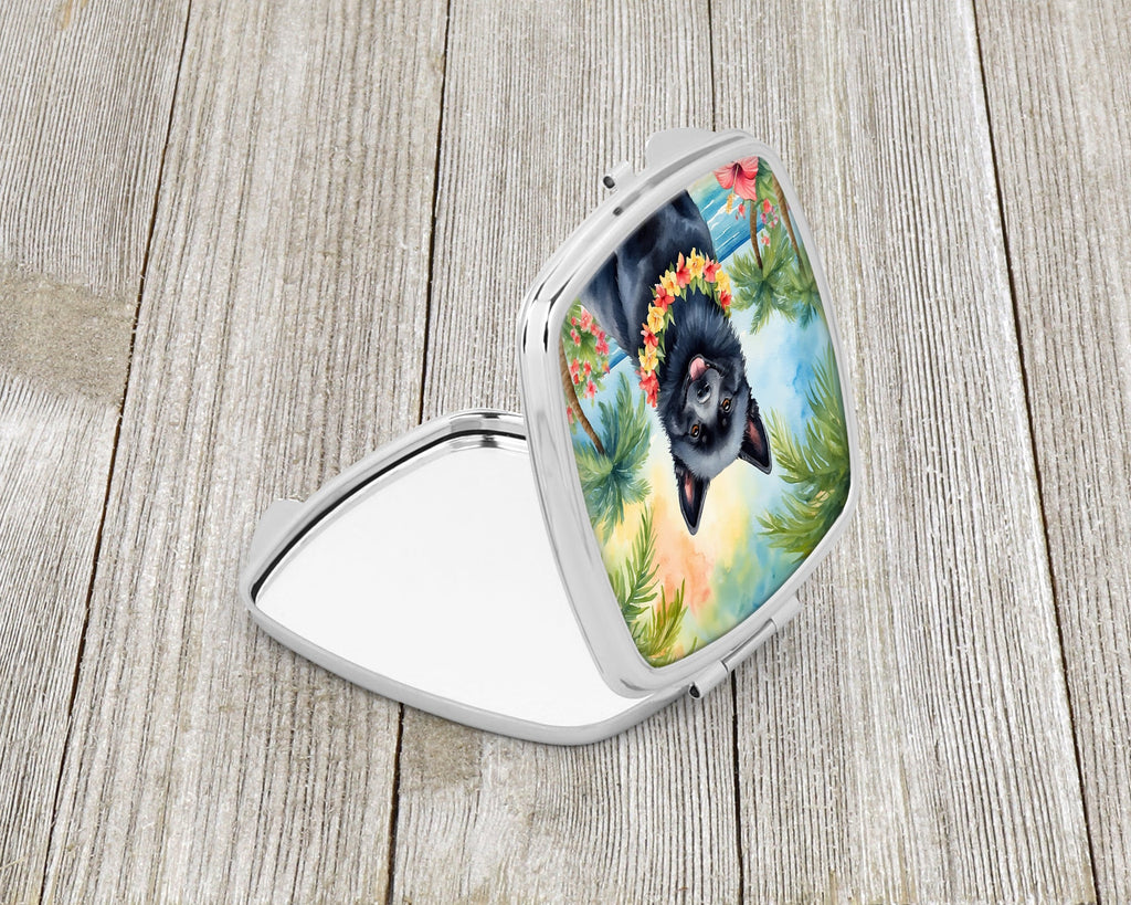 Schipperke Luau Compact Mirror Decorative Travel Makeup Mirror for Women Girls Gifts Pocket Makeup Mirror Folding Handheld