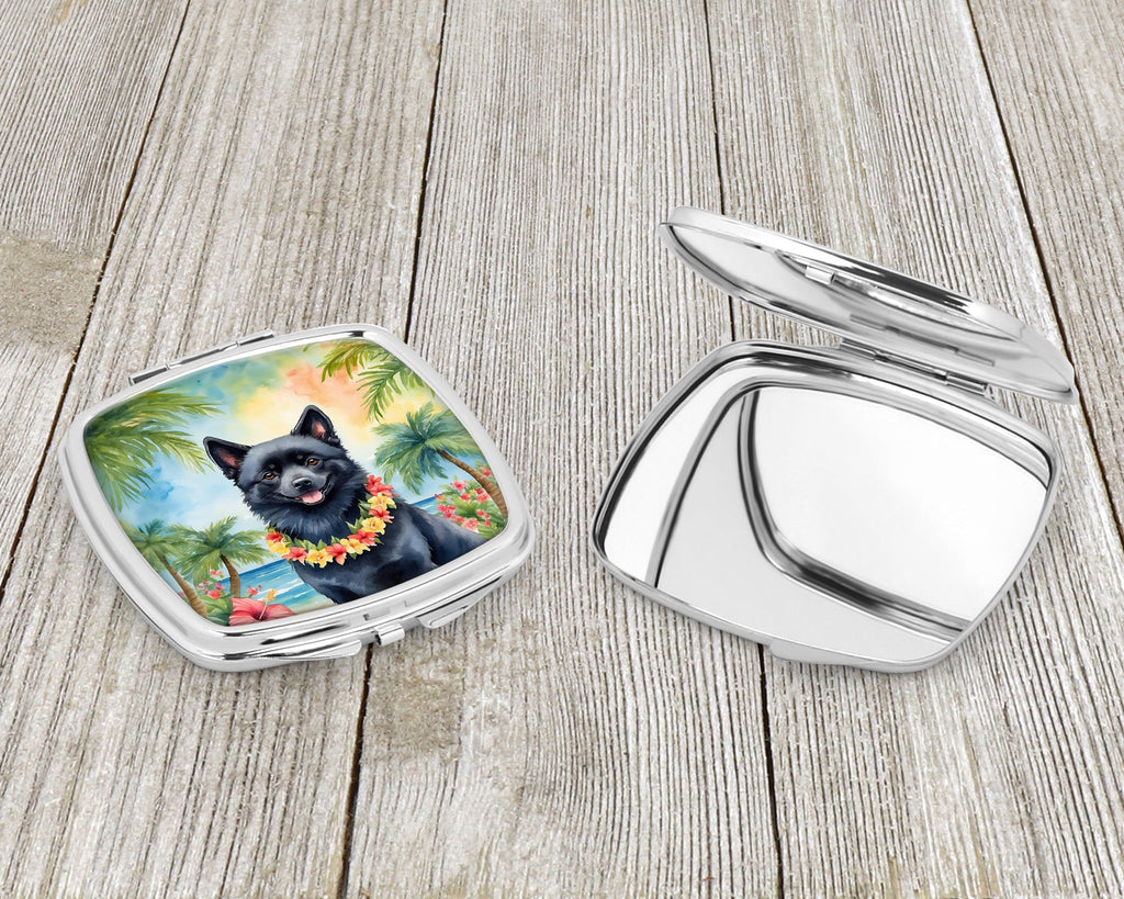 Schipperke Luau Compact Mirror Decorative Travel Makeup Mirror for Women Girls Gifts Pocket Makeup Mirror Folding Handheld