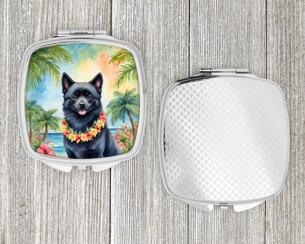 Schipperke Luau Compact Mirror Decorative Travel Makeup Mirror for Women Girls Gifts Pocket Makeup Mirror Folding Handheld