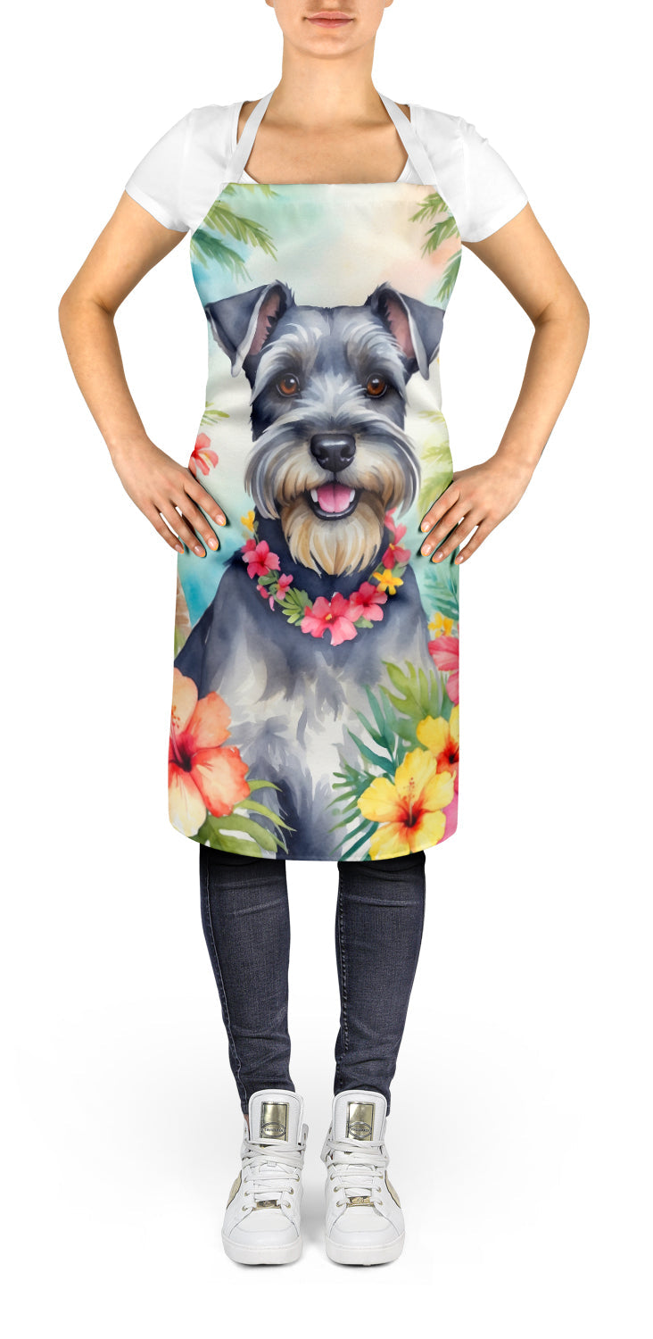 Schnauzer Luau Apron Cooking Kitchen Server Baking Crafts Gardening for Adult Women Men, Unisex, Large, Multicolor