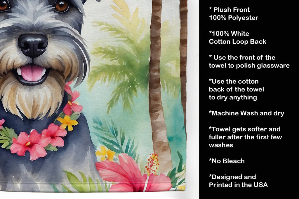 Schnauzer Luau Kitchen Towel Velour Plush Front and Cotton Loop Back Machine Washable